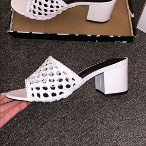 Brand new white mules